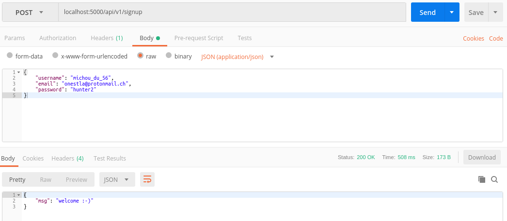 v4 postman signup example